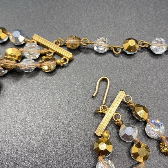 Faceted Glass Beads Triple Strand Crystal Necklace - Picture 5 of 7